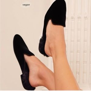 BIRDIES THE PHOEBE BLACK FAUX FUR SLIDE MULE SLIPPER